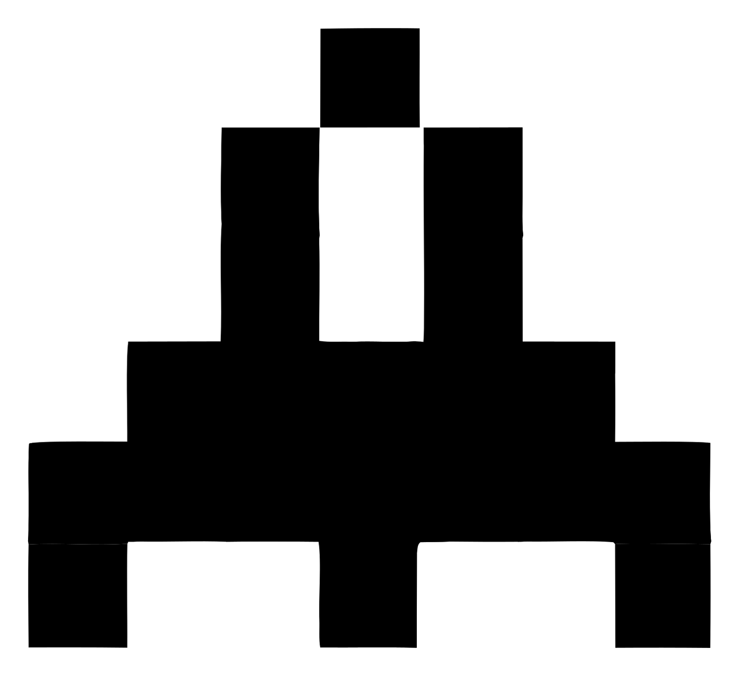 8-Bit Pixel Blocky Locomotive Front Crest #ffffff/#000000