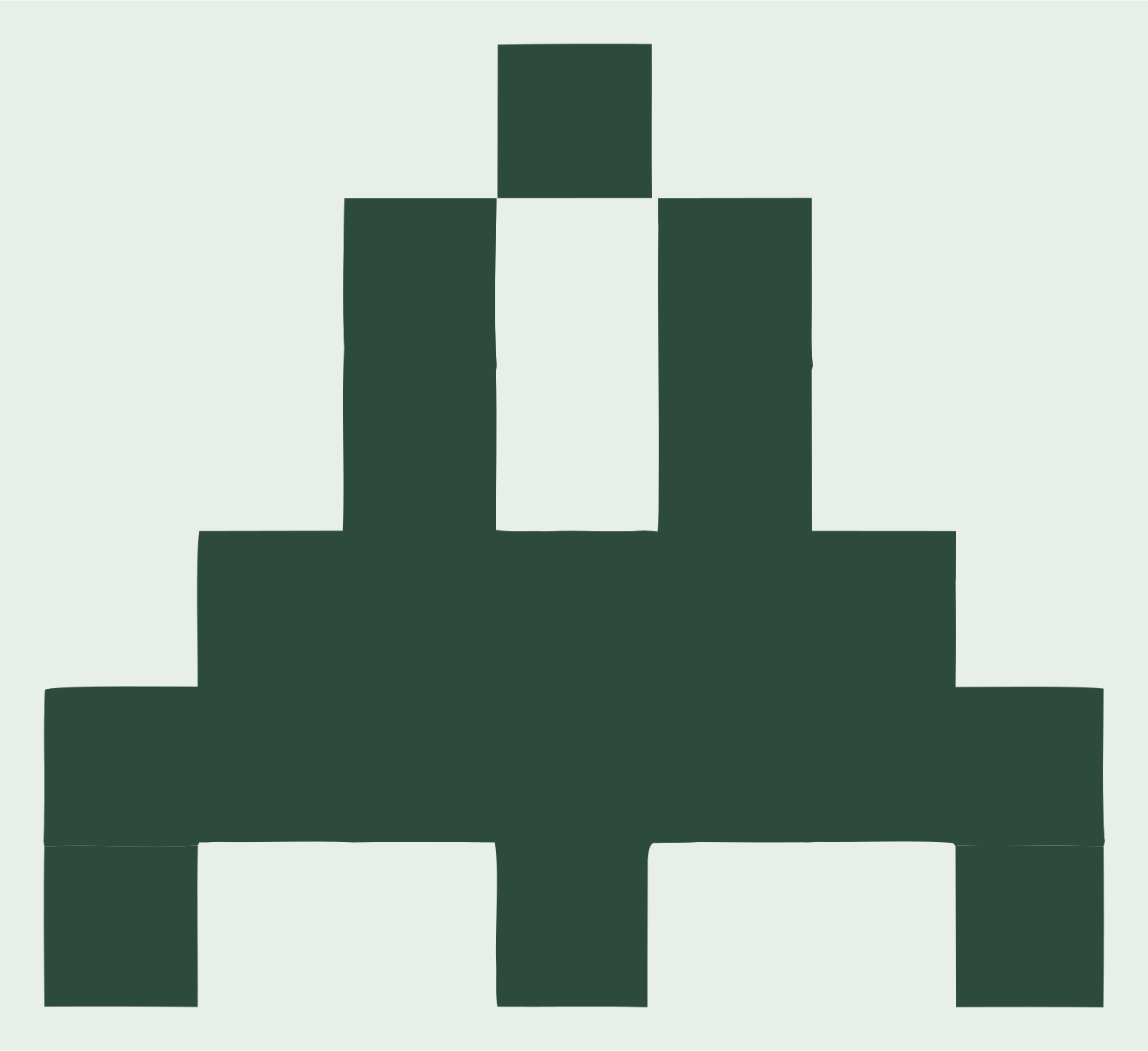 8-Bit Pixel Blocky Locomotive Front Crest #e8efe9/#2d4a3e