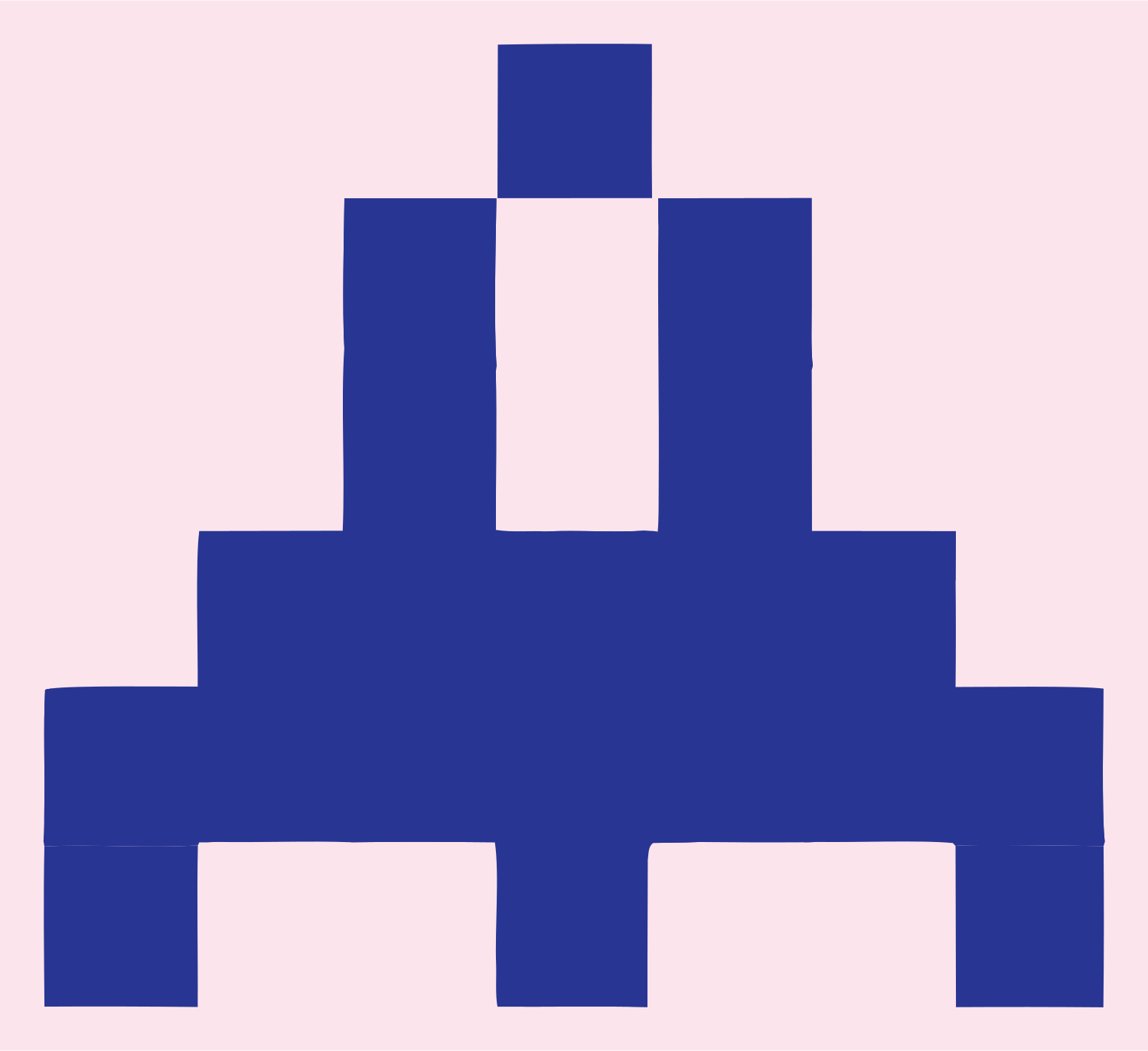 8-Bit Pixel Blocky Locomotive Front Crest #fce4ec/#283593