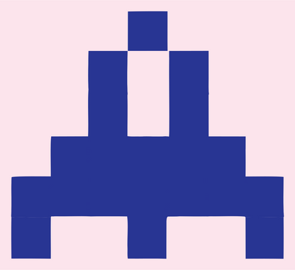 8-Bit Pixel Blocky Locomotive Front Crest #fce4ec/#283593