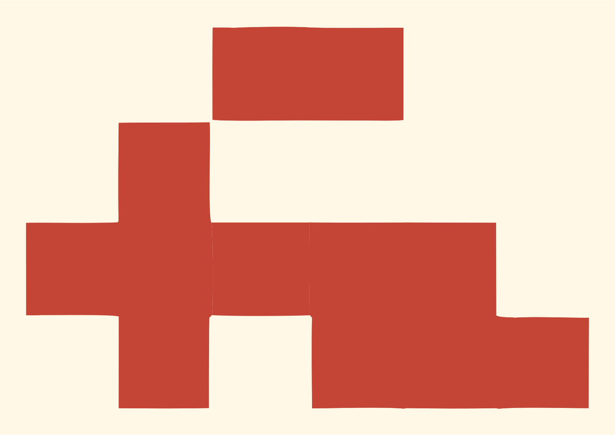 Pixel Block Stepped Side Train Mark #fff8e7/#c44536