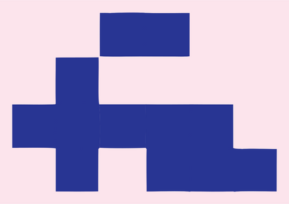 Pixel Block Stepped Side Train Mark #fce4ec/#283593