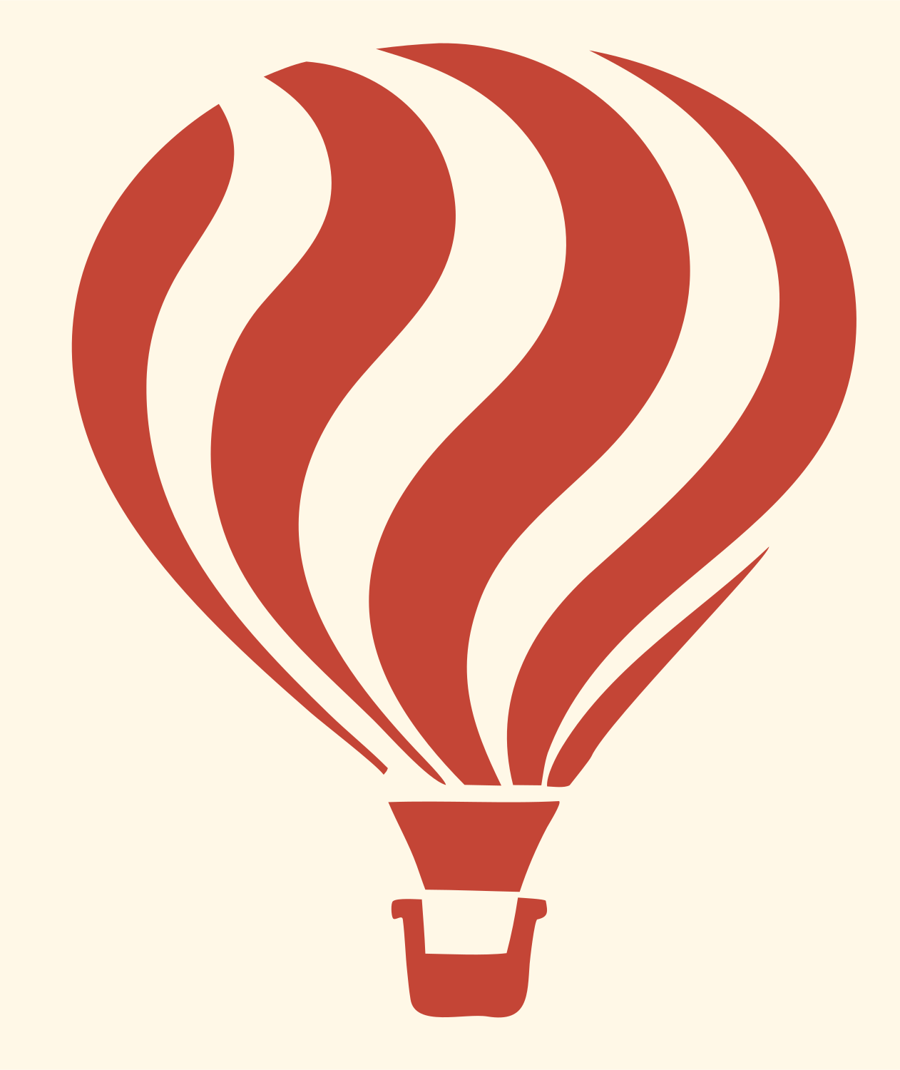 Flowing Wave Panel Balloon Adventure Emblem #fff8e7/#c44536
