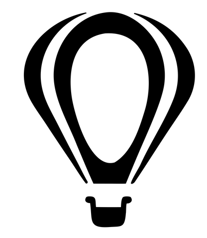 Bold Paneled Hot Air Balloon Flight Icon #ffffff/#000000