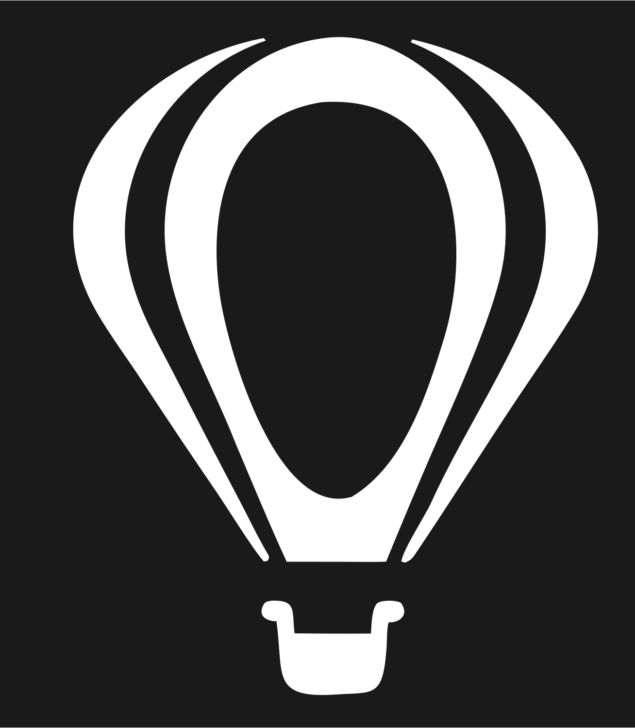 Bold Paneled Hot Air Balloon Flight Icon #1a1a1a/#ffffff