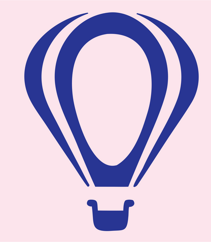 Bold Paneled Hot Air Balloon Flight Icon #fce4ec/#283593