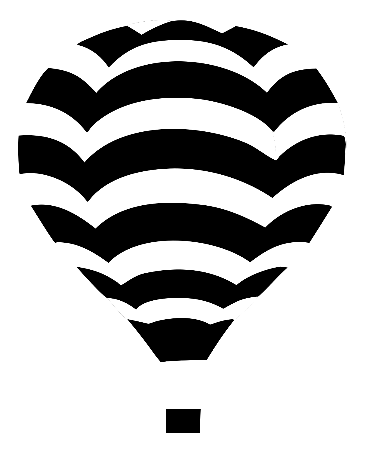 Scalloped Chevron Balloon Ascent Crest #ffffff/#000000