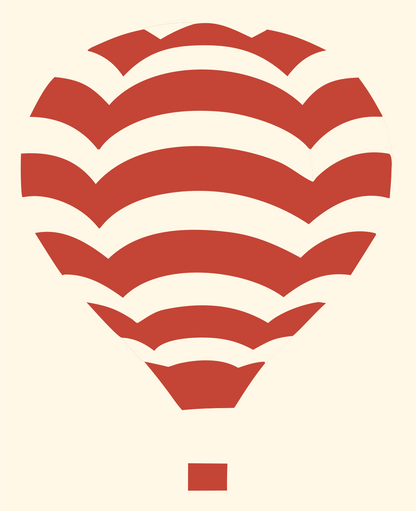 Scalloped Chevron Balloon Ascent Crest #fff8e7/#c44536