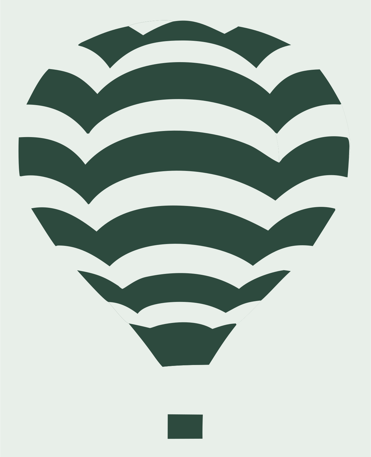 Scalloped Chevron Balloon Ascent Crest #e8efe9/#2d4a3e