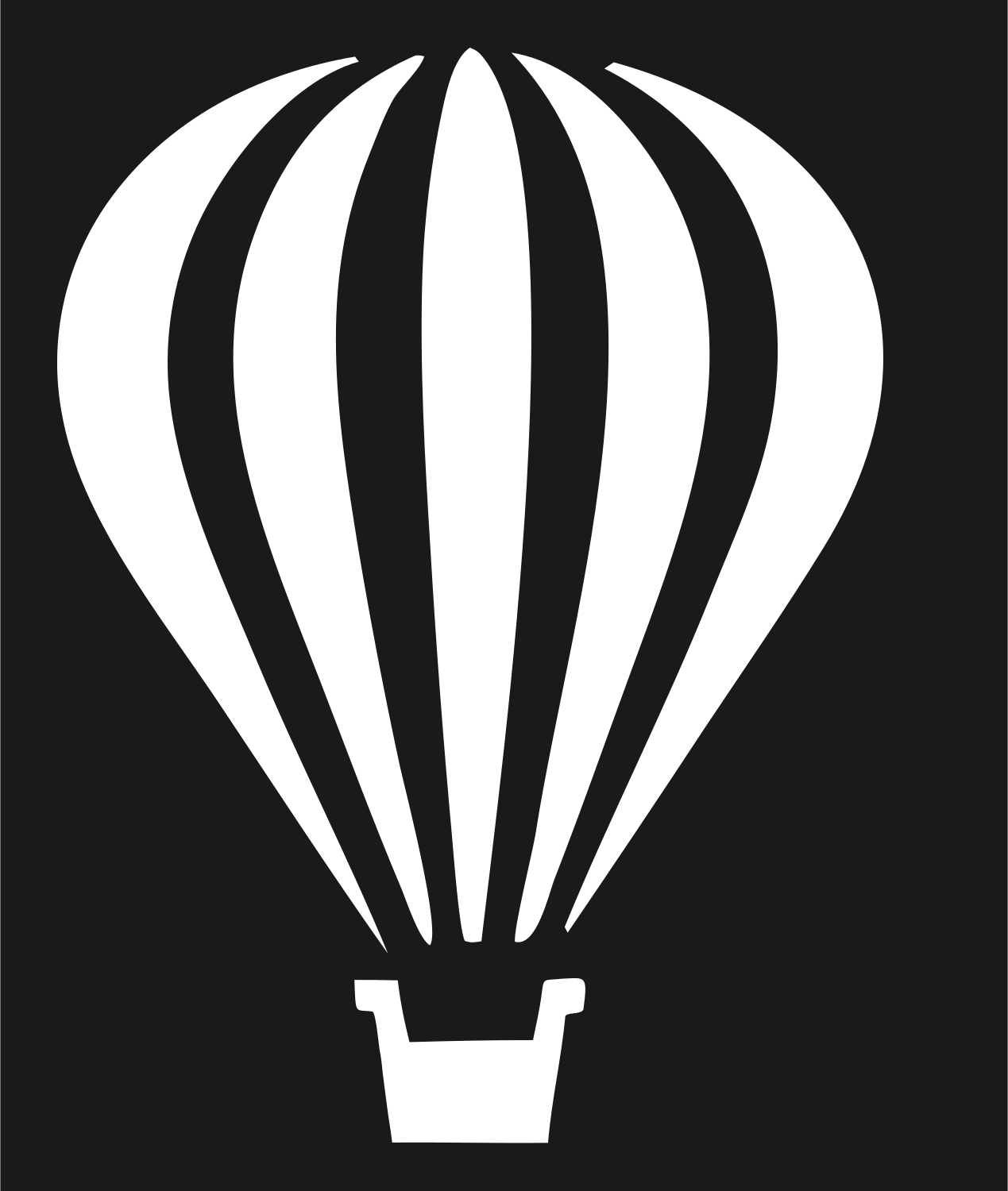 Flat Panel Striped Balloon Basket Icon #1a1a1a/#ffffff
