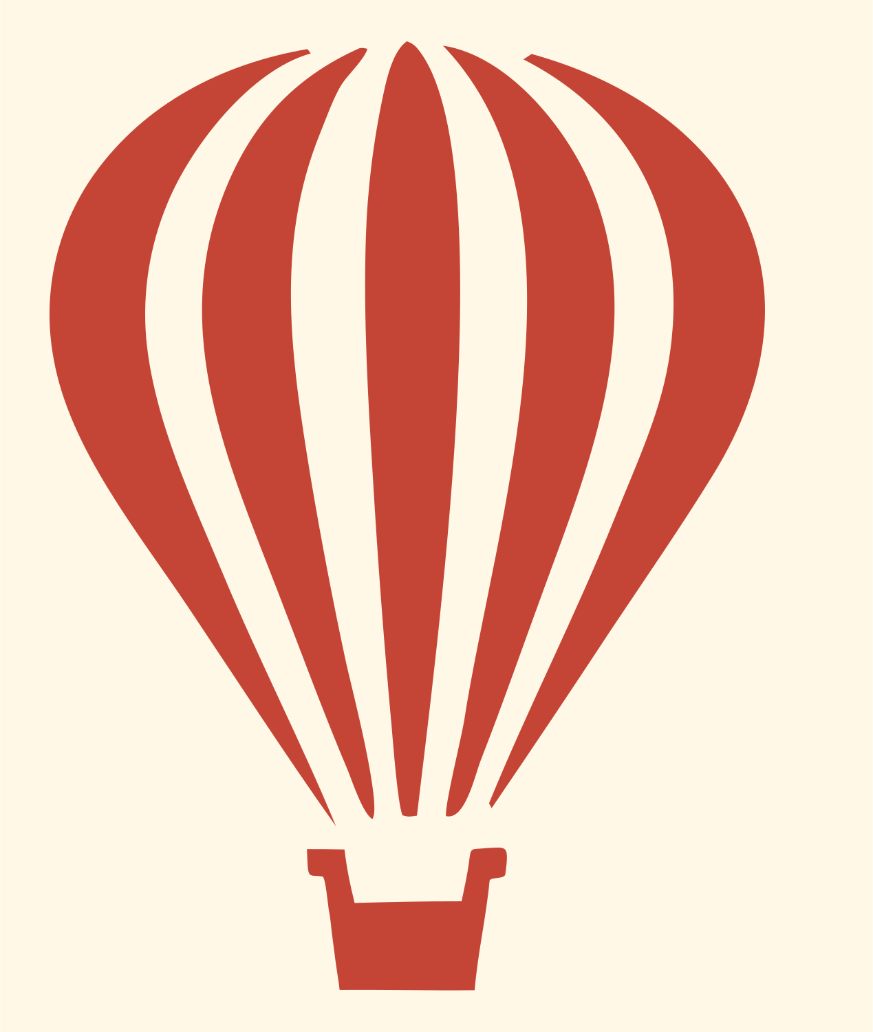 Flat Panel Striped Balloon Basket Icon #fff8e7/#c44536