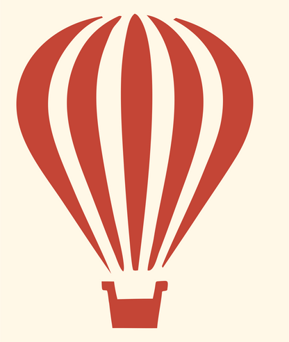 Flat Panel Striped Balloon Basket Icon #fff8e7/#c44536