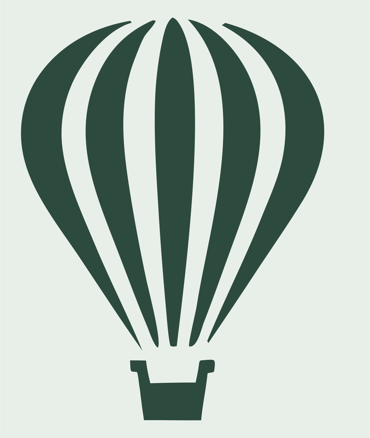 Flat Panel Striped Balloon Basket Icon #e8efe9/#2d4a3e