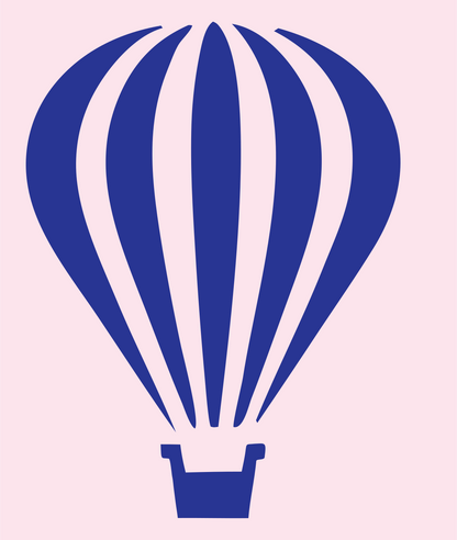 Flat Panel Striped Balloon Basket Icon #fce4ec/#283593