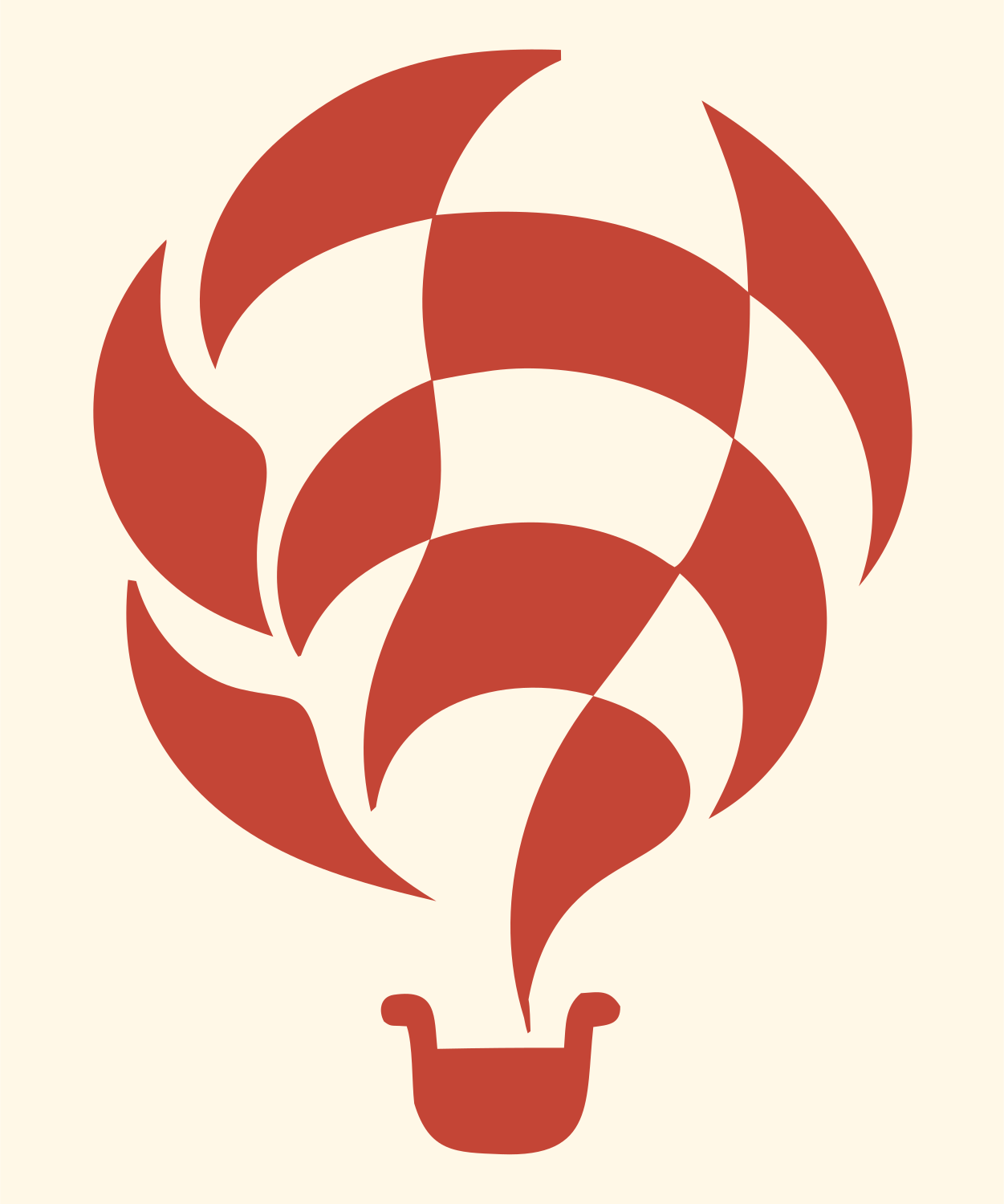 Swiss Checkered Swirl Balloon Ascent Mark #fff8e7/#c44536
