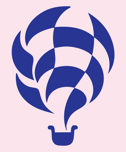 Swiss Checkered Swirl Balloon Ascent Mark #fce4ec/#283593