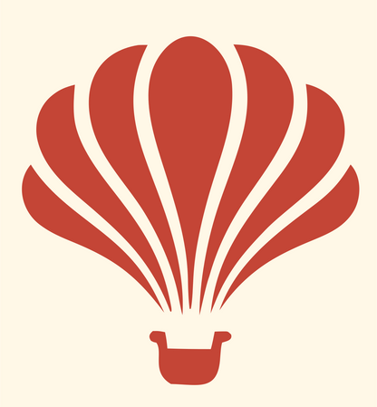 Hot Air Balloon Badge #fff8e7/#c44536