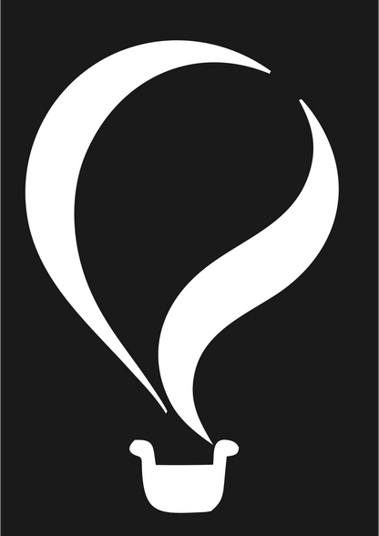 Fluid Crescent Swirl Balloon Basket Badge #1a1a1a/#ffffff