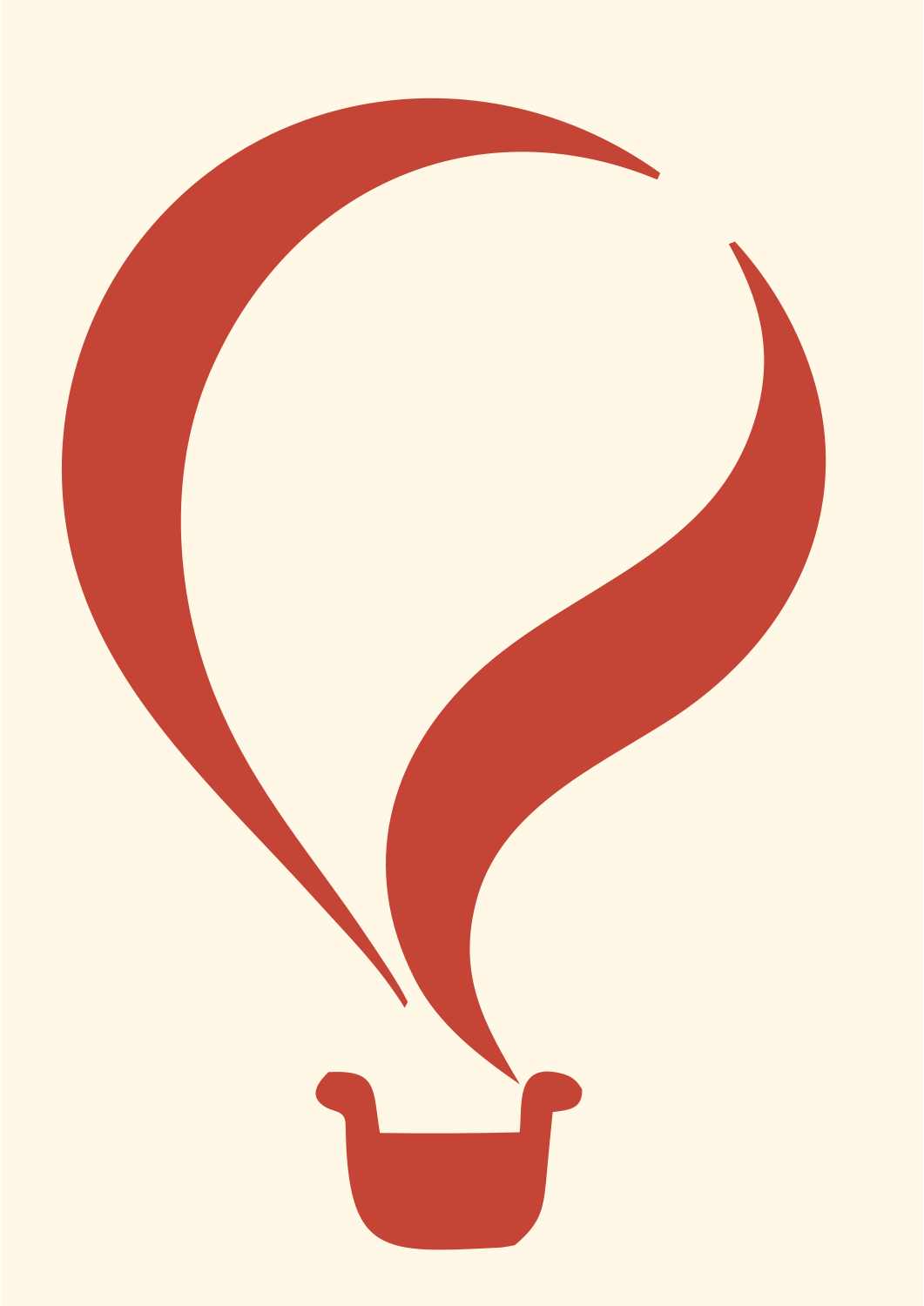 Fluid Crescent Swirl Balloon Basket Badge #fff8e7/#c44536