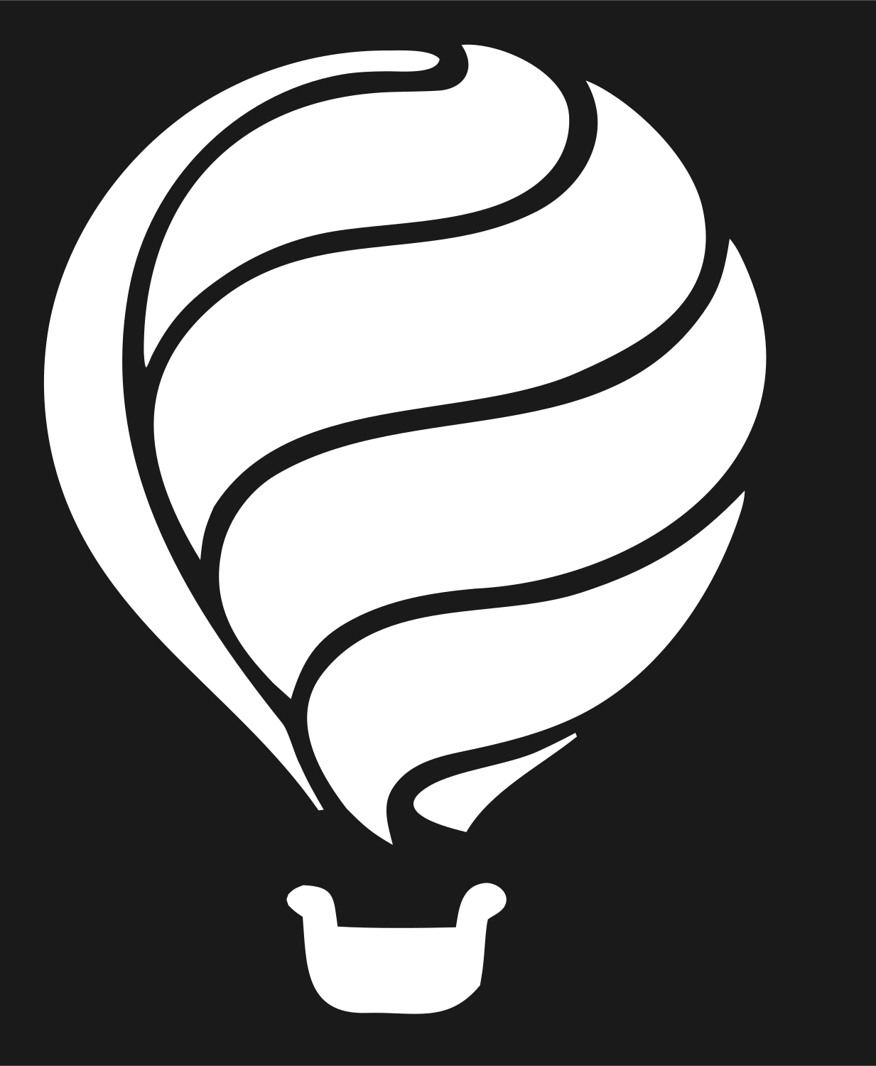 Swooping Ribbon Panel Balloon Basket Crest #1a1a1a/#ffffff
