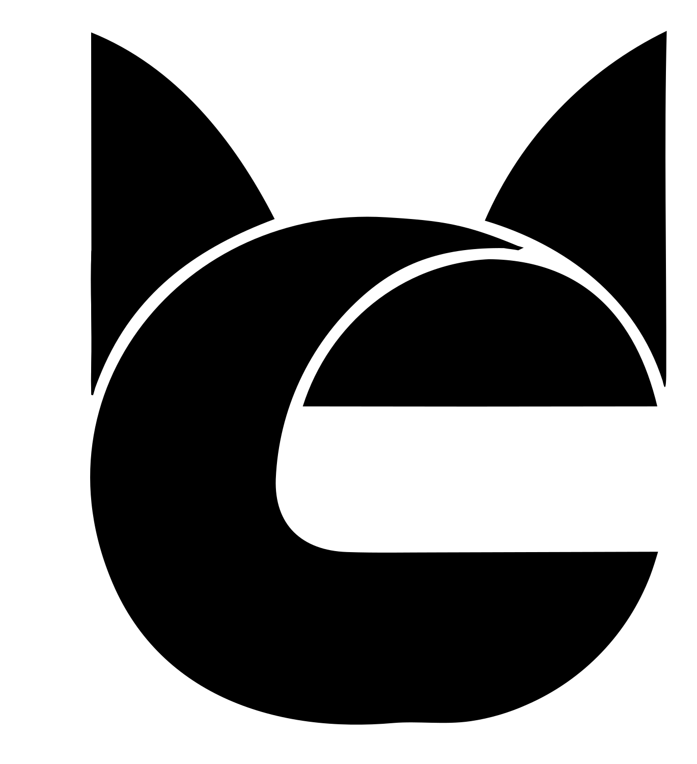 Letter C Cat Ears Logo #ffffff/#000000