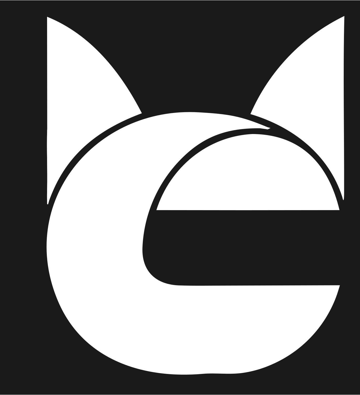 Letter C Cat Ears Logo #1a1a1a/#ffffff