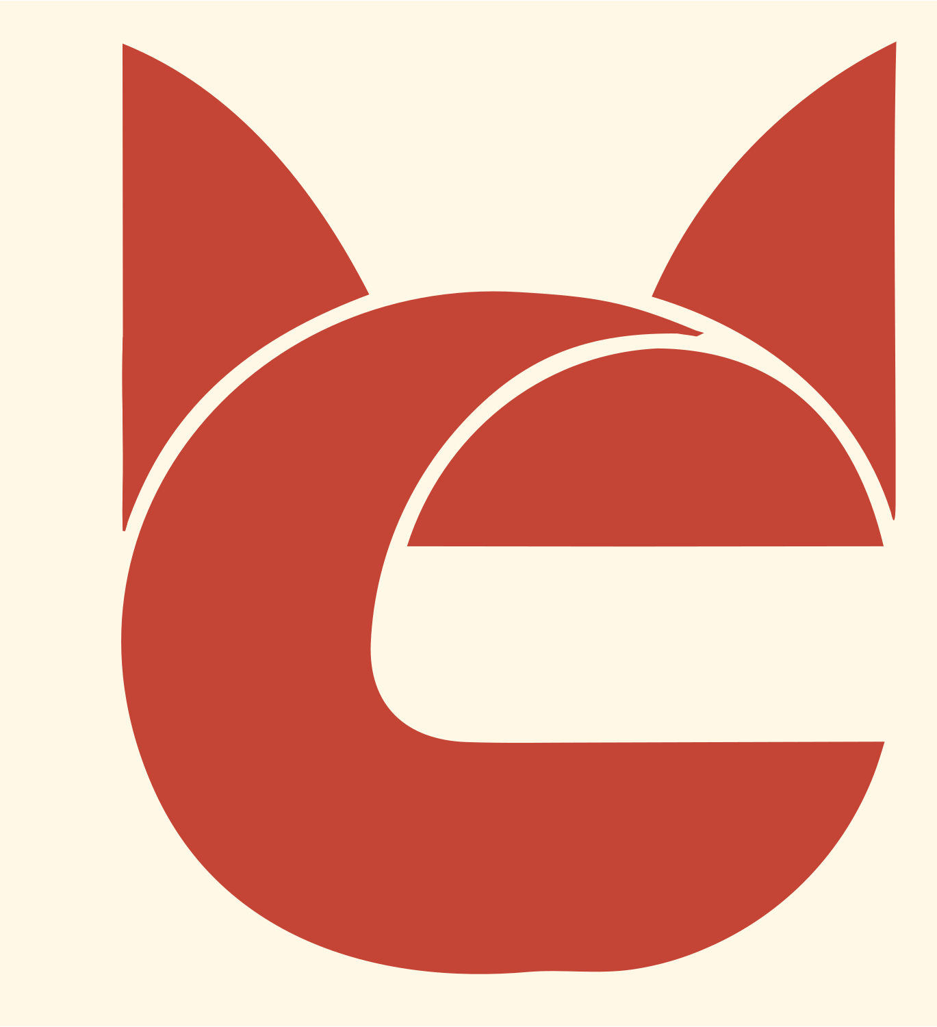 Letter C Cat Ears Logo #fff8e7/#c44536