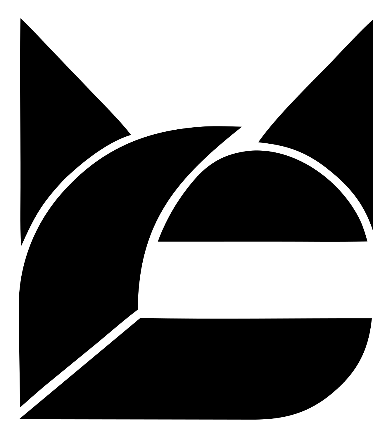 Abstract Geometric Cat Shield Emblem #ffffff/#000000
