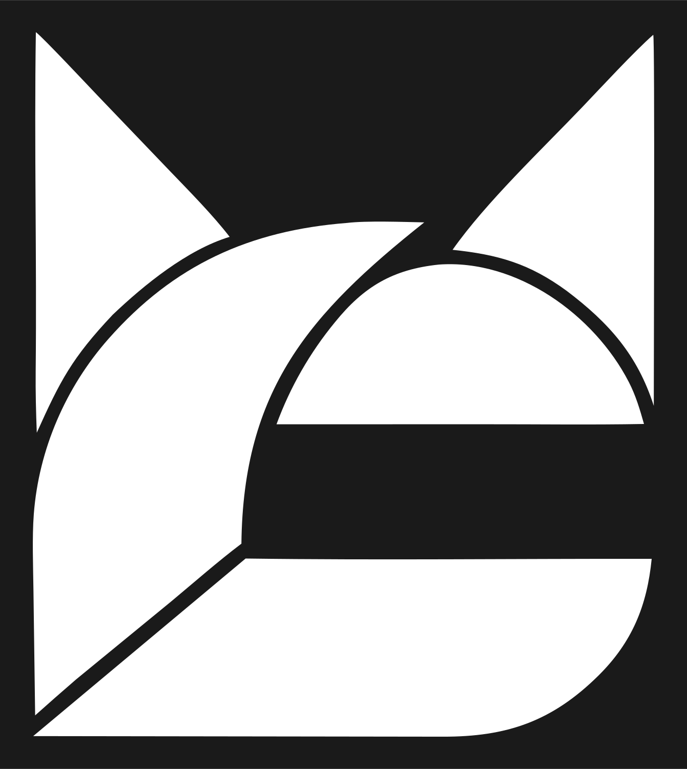Abstract Geometric Cat Shield Emblem #1a1a1a/#ffffff