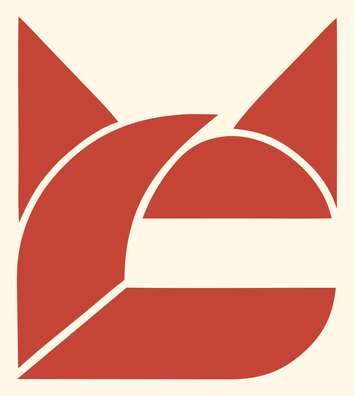 Abstract Geometric Cat Shield Emblem #fff8e7/#c44536