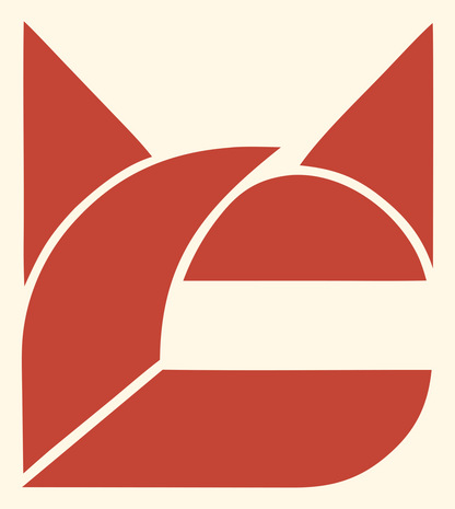 Abstract Geometric Cat Shield Emblem #fff8e7/#c44536