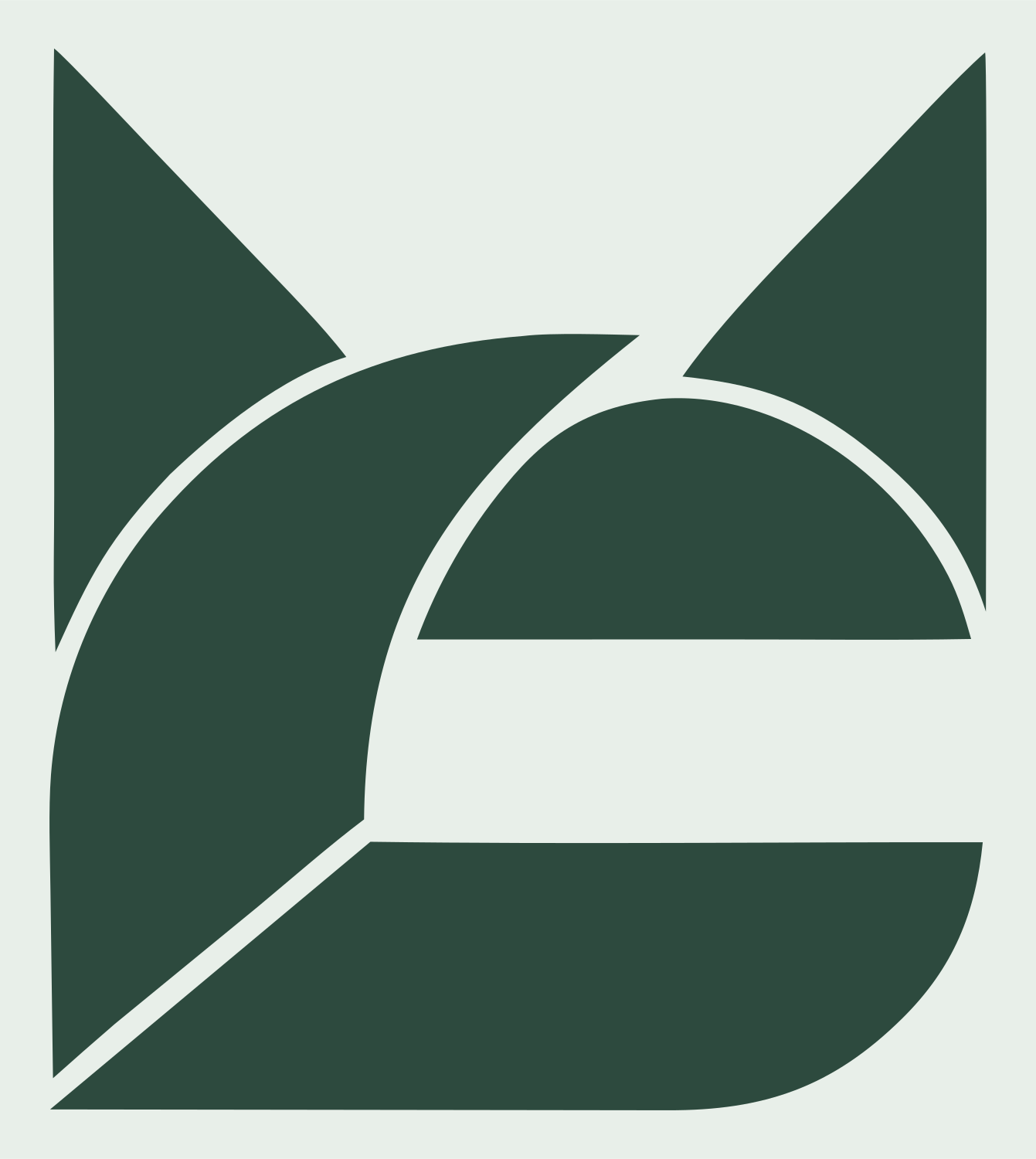 Abstract Geometric Cat Shield Emblem #e8efe9/#2d4a3e