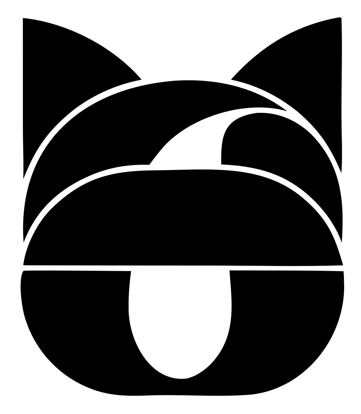 Bold Flat-Stacked Cat Tongue Icon #ffffff/#000000