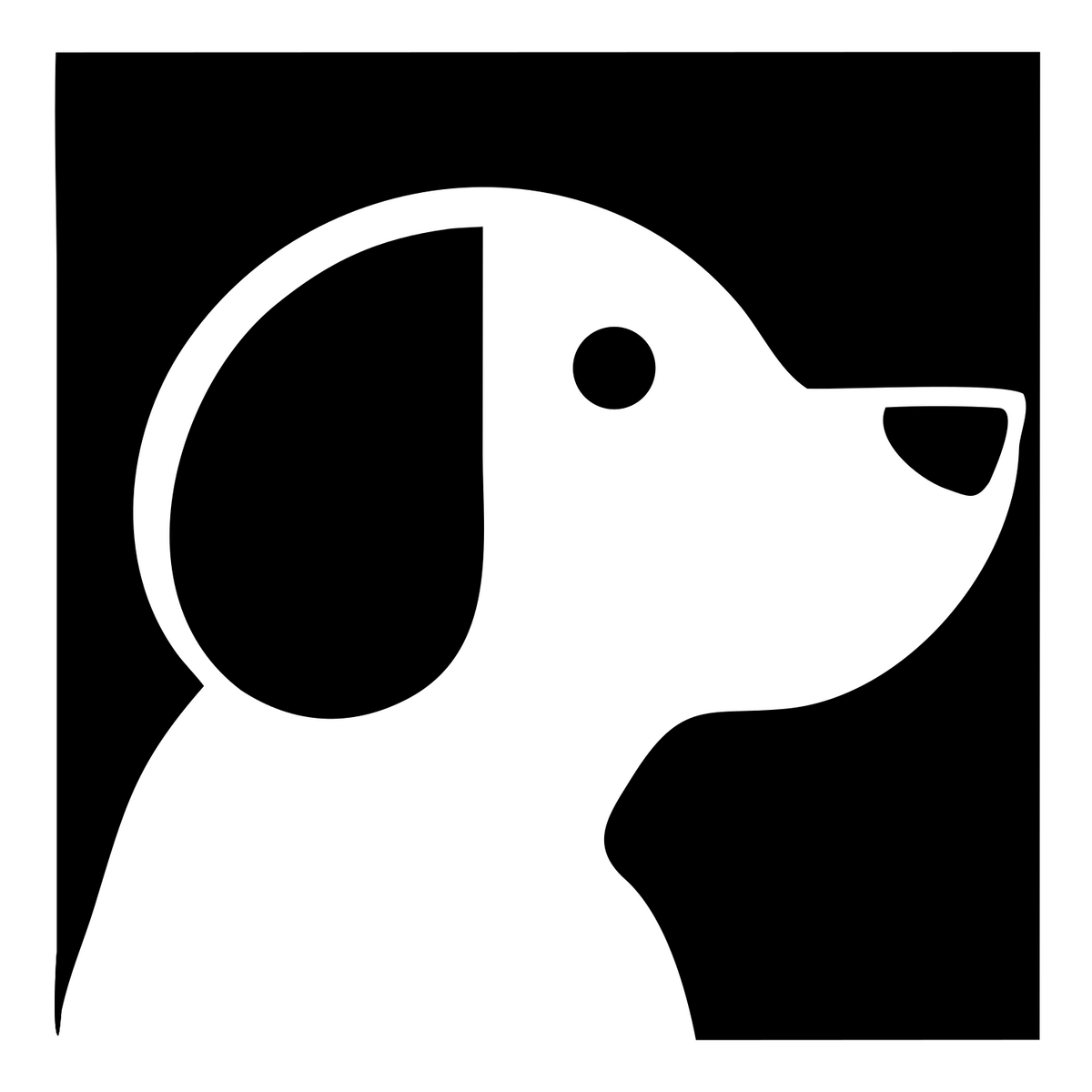 Negative Space Beagle Side Profile Badge #ffffff/#000000