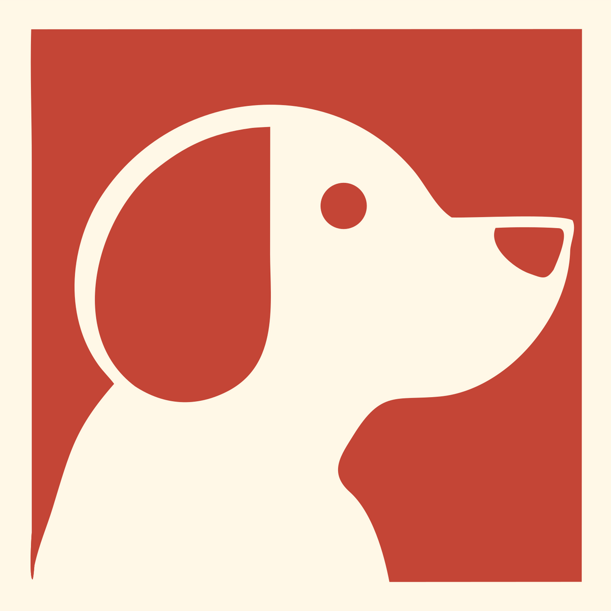 Negative Space Beagle Side Profile Badge #fff8e7/#c44536