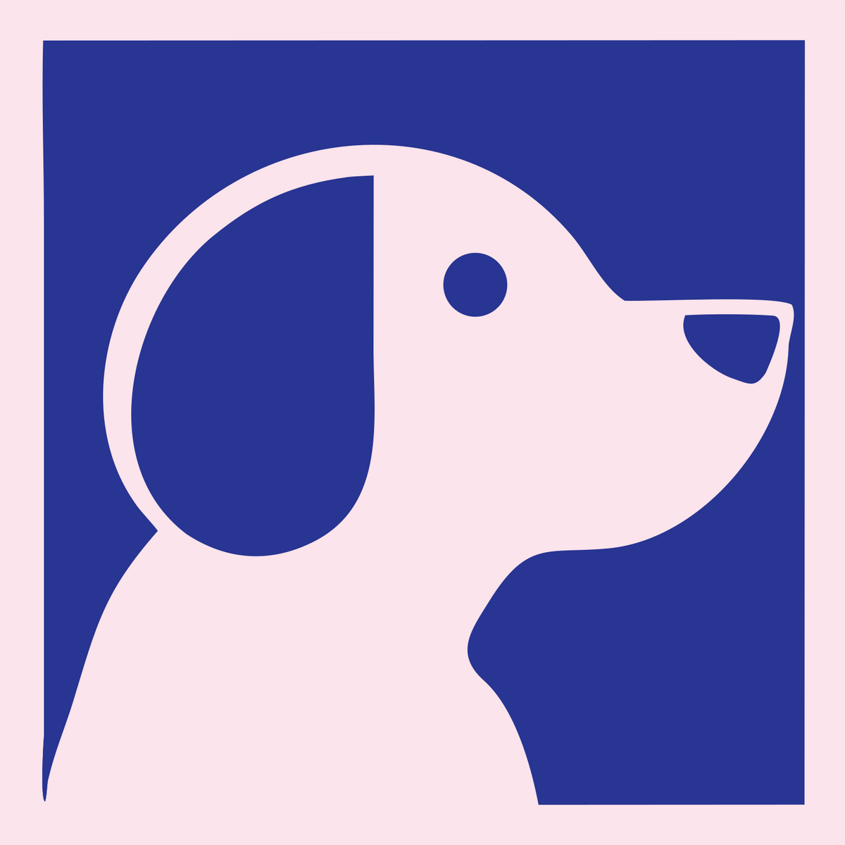 Negative Space Beagle Side Profile Badge #fce4ec/#283593