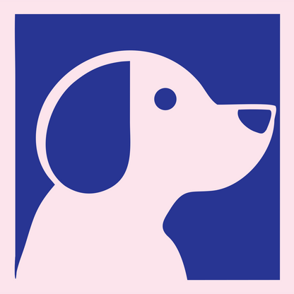Negative Space Beagle Side Profile Badge #fce4ec/#283593