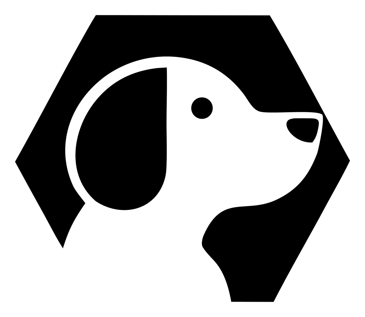 Negative Space Hexagon Dog Profile Badge #ffffff/#000000