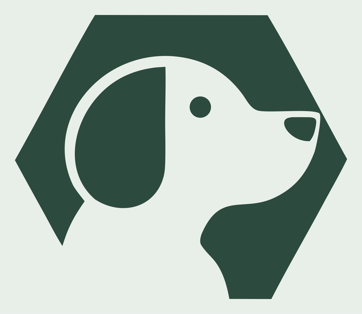 Negative Space Hexagon Dog Profile Badge #e8efe9/#2d4a3e