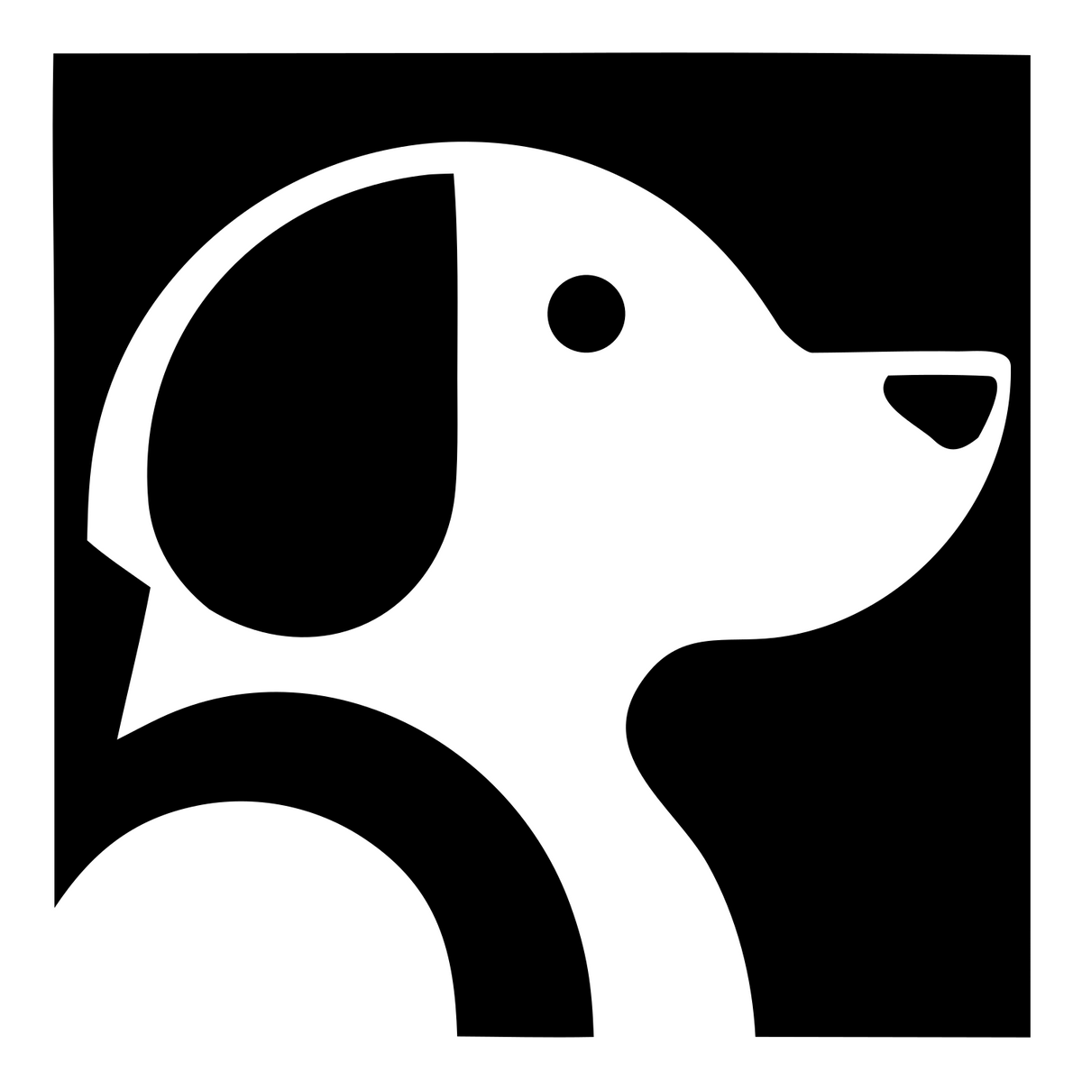 Negative Space Side Profile Puppy Badge #ffffff/#000000