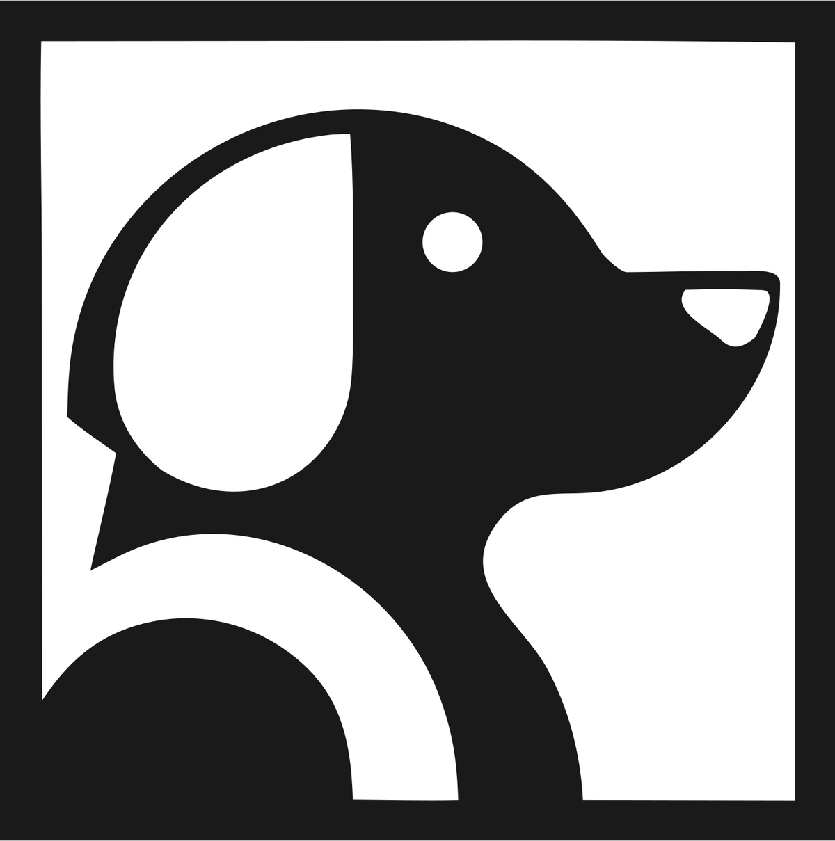 Negative Space Side Profile Puppy Badge #1a1a1a/#ffffff