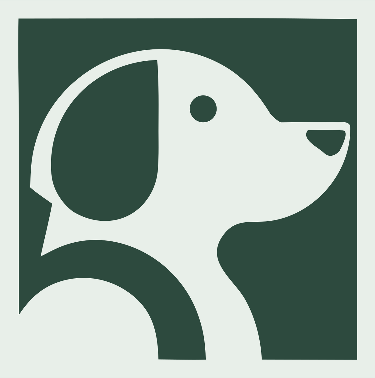 Negative Space Side Profile Puppy Badge #e8efe9/#2d4a3e