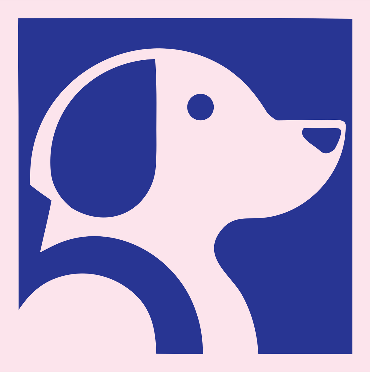 Negative Space Side Profile Puppy Badge #fce4ec/#283593