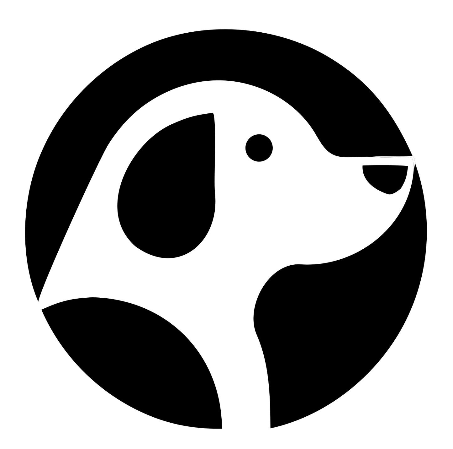 Negative Space Hound Circle Badge #ffffff/#000000