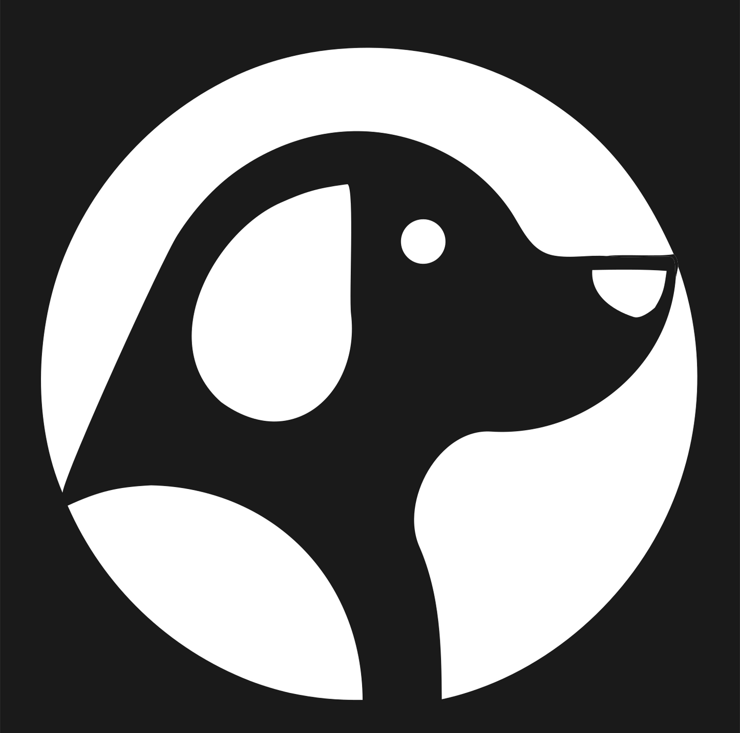 Negative Space Hound Circle Badge #1a1a1a/#ffffff