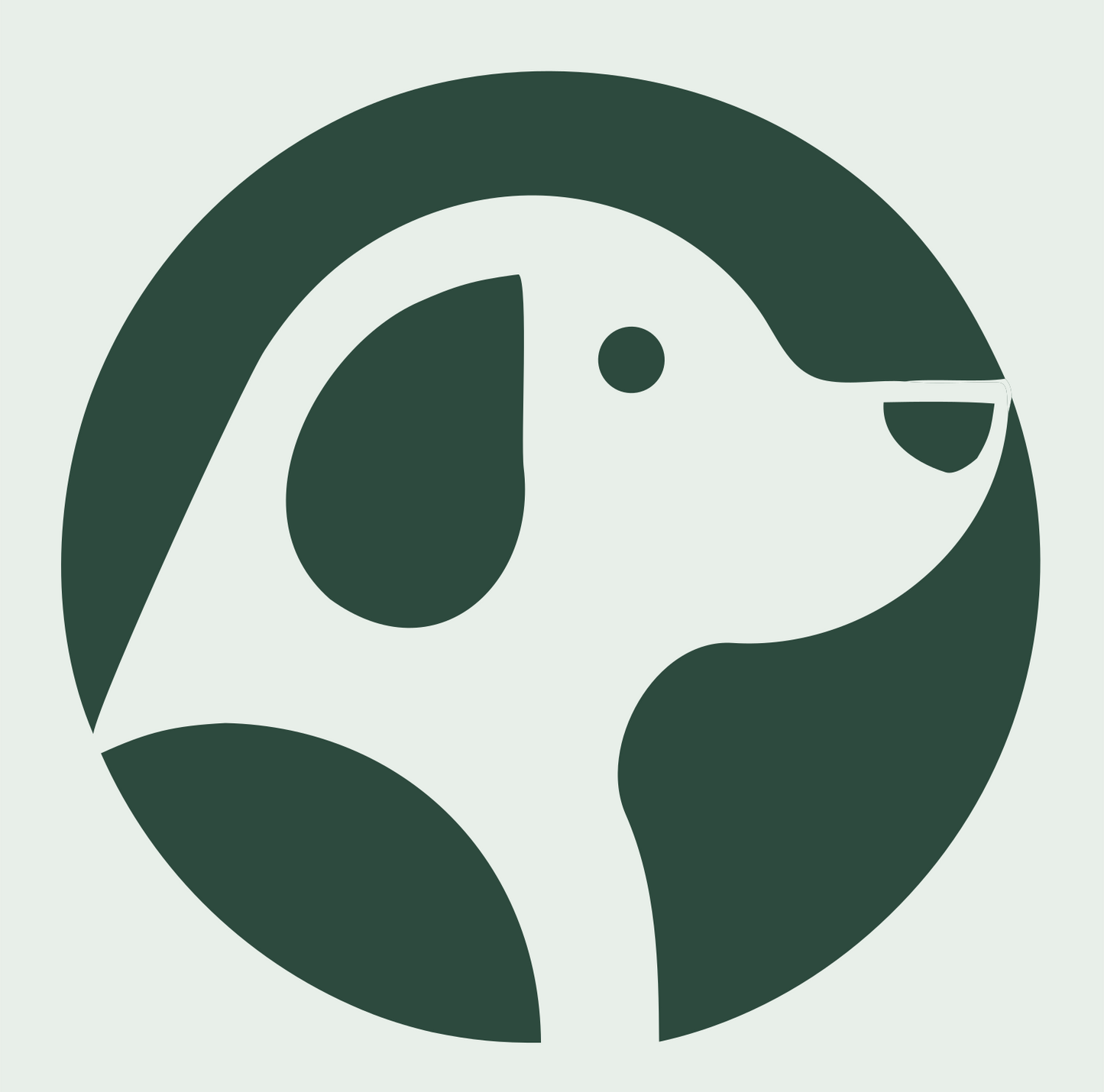 Negative Space Hound Circle Badge #e8efe9/#2d4a3e