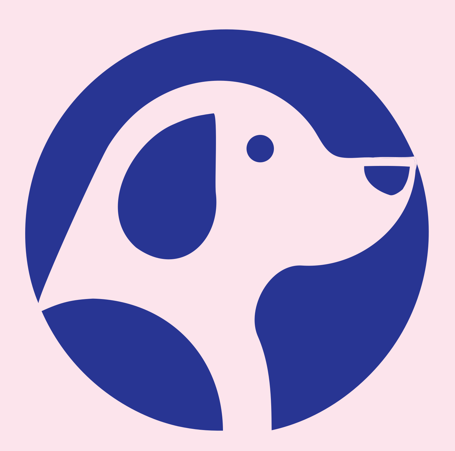 Negative Space Hound Circle Badge #fce4ec/#283593