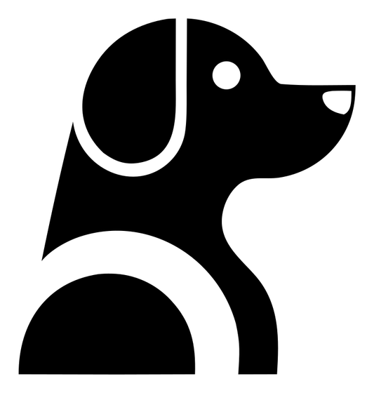 Negative Space Sitting Puppy Side Profile Badge