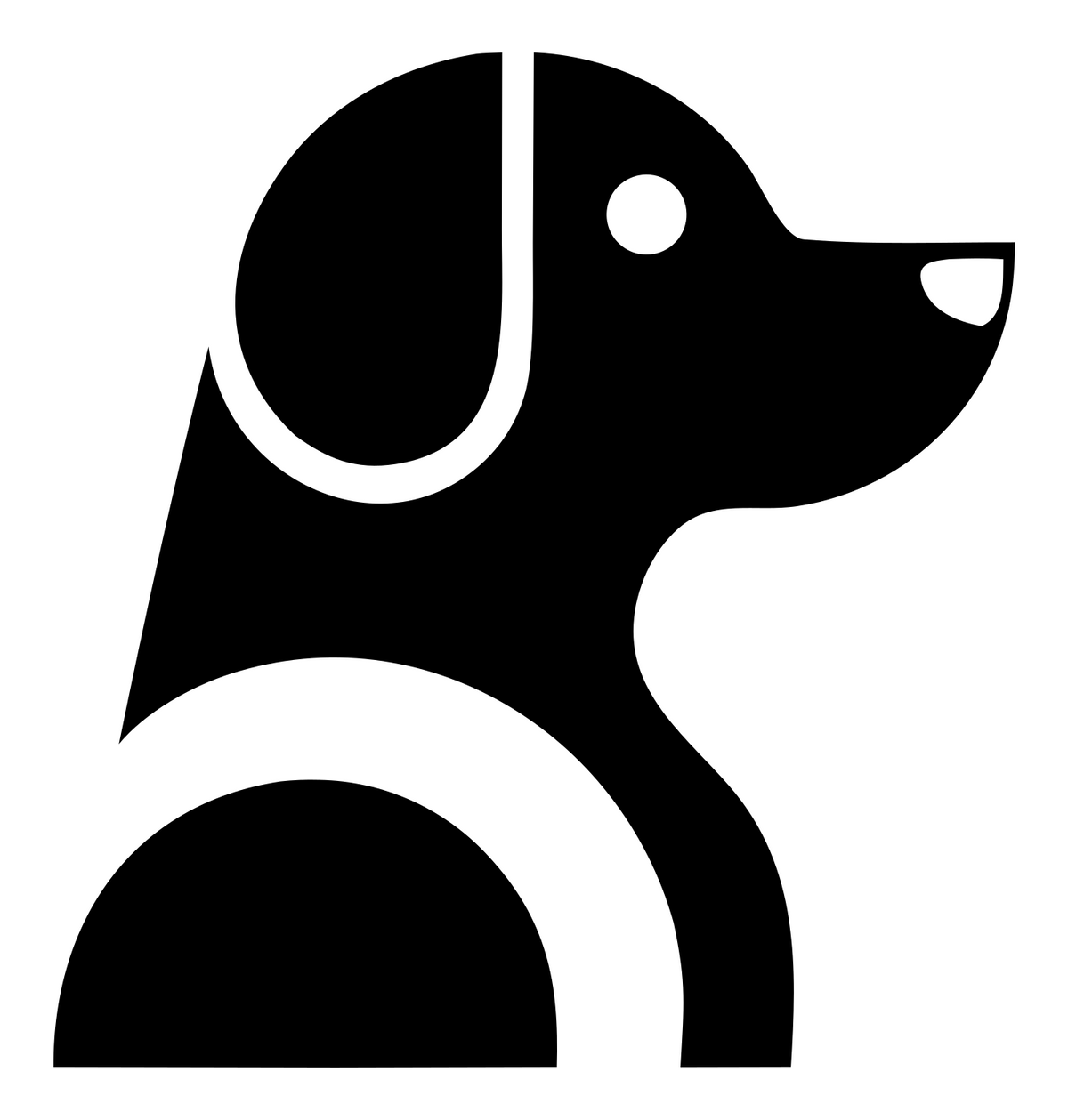 Negative Space Sitting Puppy Side Profile Badge #ffffff/#000000