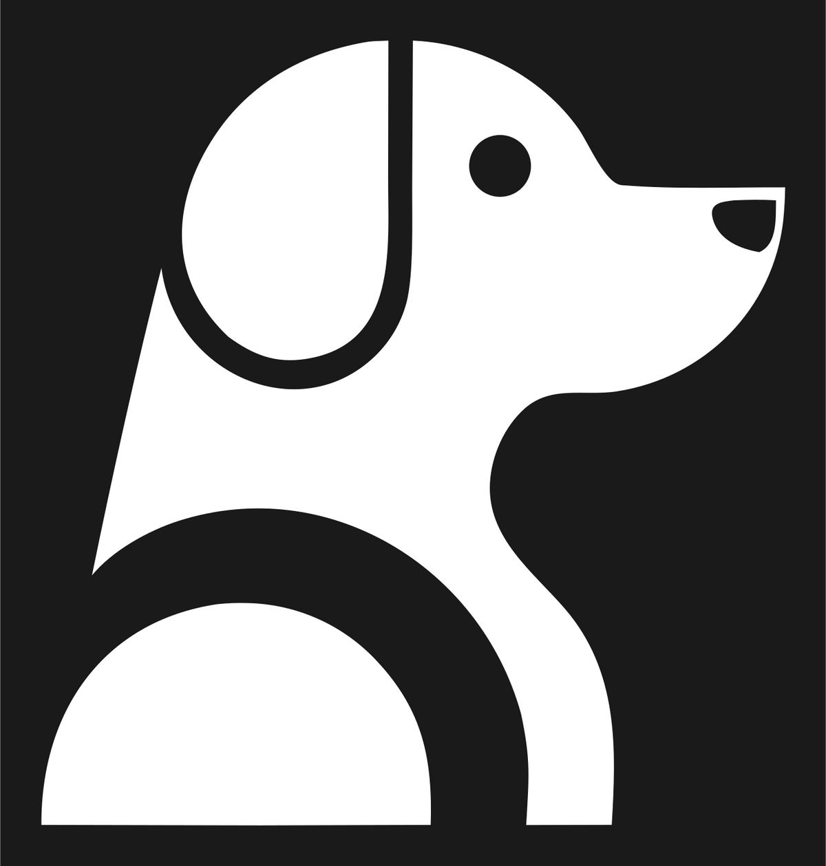Negative Space Sitting Puppy Side Profile Badge #1a1a1a/#ffffff